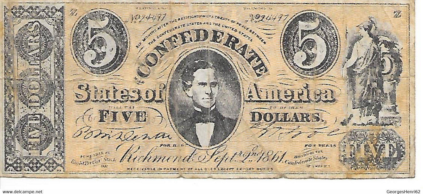 CONFEDERATE STATES OF AMERICA - 2/9/1861 - BE - Devise De La Confédération (1861-1864)