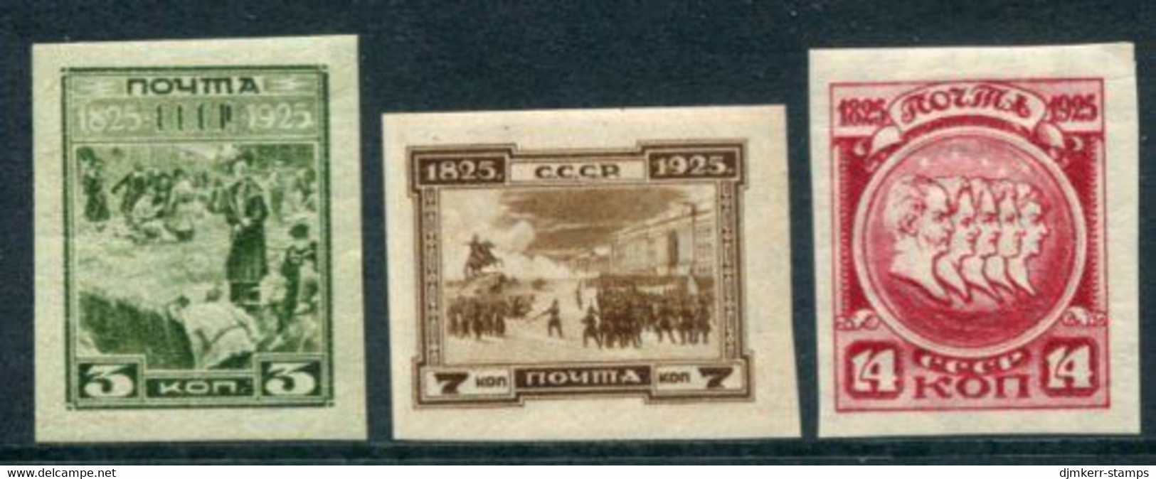 SOVIET UNION 1925 Centenary Of Decembrist Rising Imperforate LHM / *  Michel 305B-07B - Unused Stamps