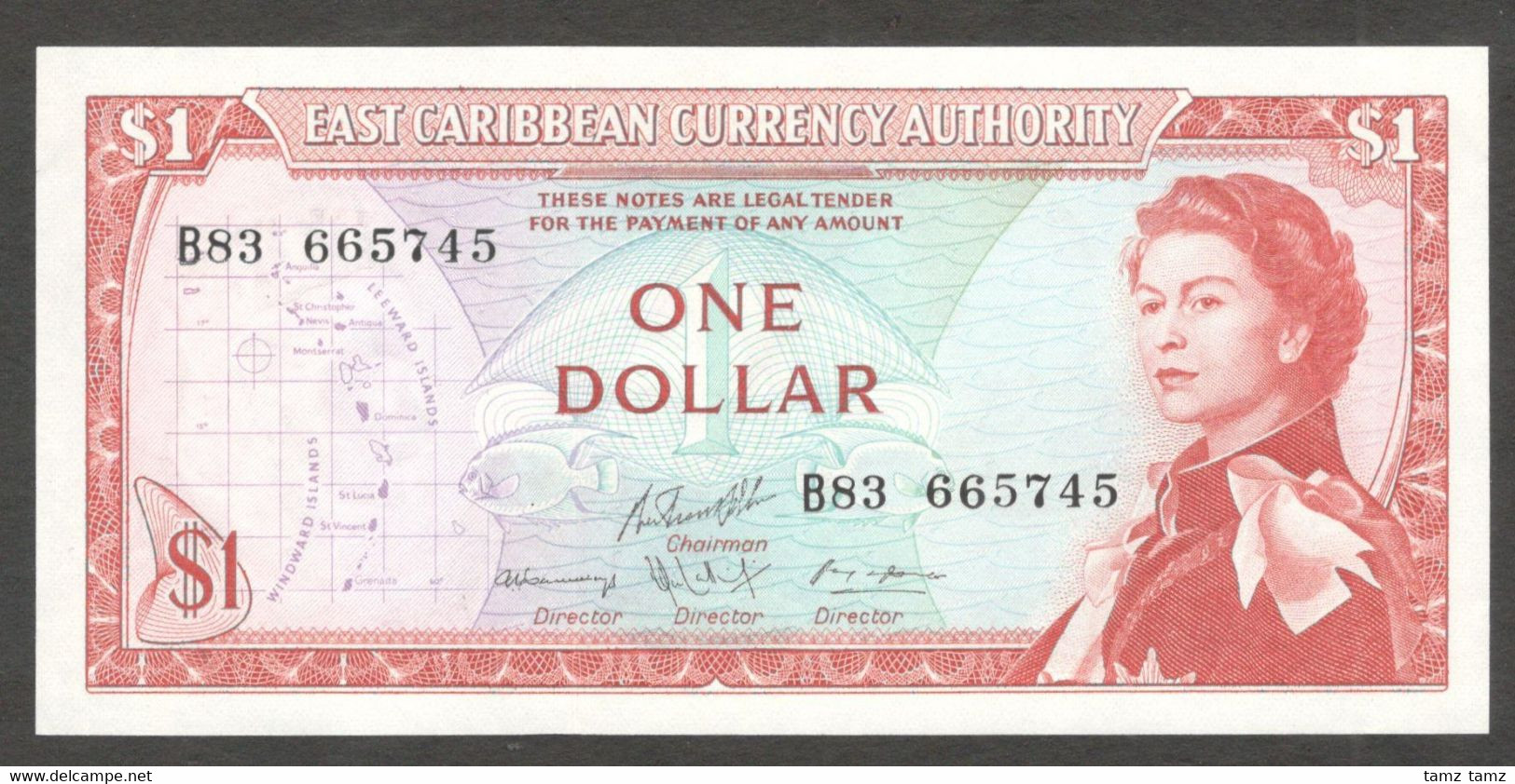 East Eastern Caribbean 1 Dollars Queen Elizabeth II 1965 UNC - East Carribeans