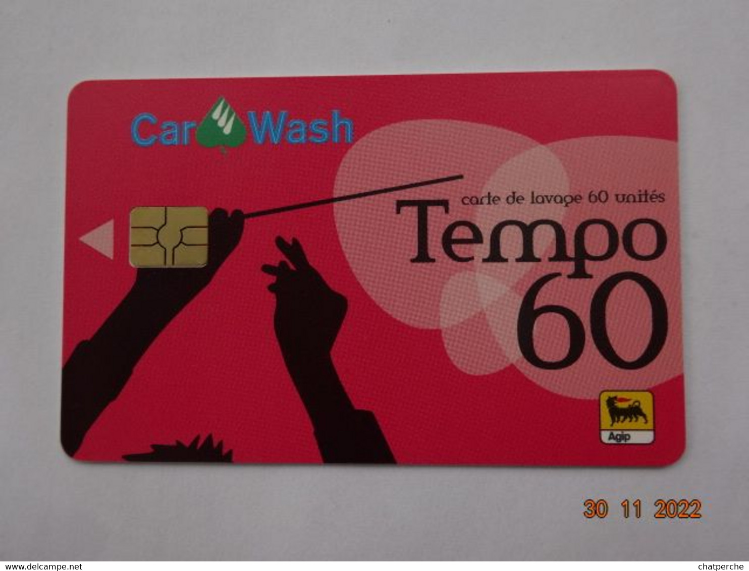 LAVAGE AUTO CARTE A PUCE CHIP CARD CARTE WASH TEMPO 60 AGIP - Car Wash Cards
