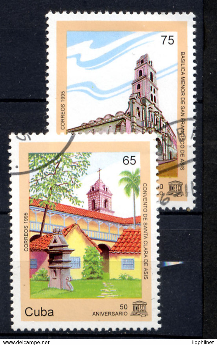 CUBA 1995, Yv. 3496/7, UNESCO, Couvent Et Basilique, 2 Valeurs Oblitérés / Used. R876 - Gebruikt