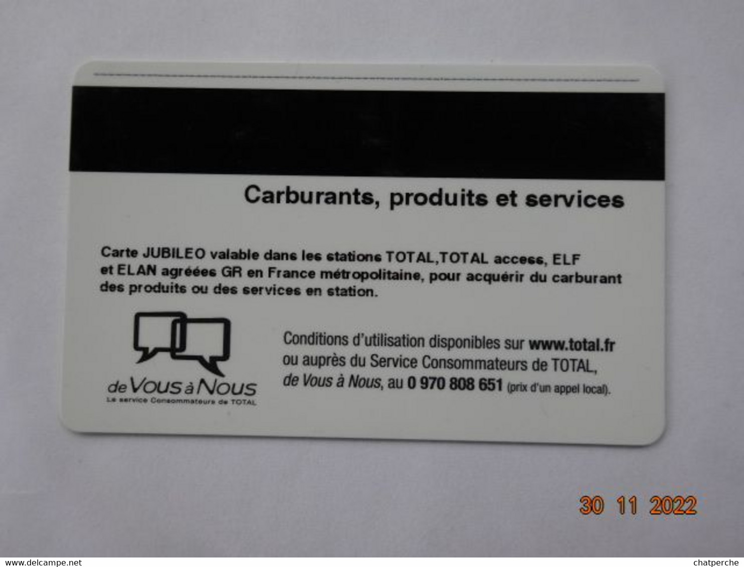LAVAGE AUTO CARTE BANDE MAGNETIQUE CARTE TOTAL  JUBILEO 10 € OFFERT PAR BERNARD - Car Wash Cards