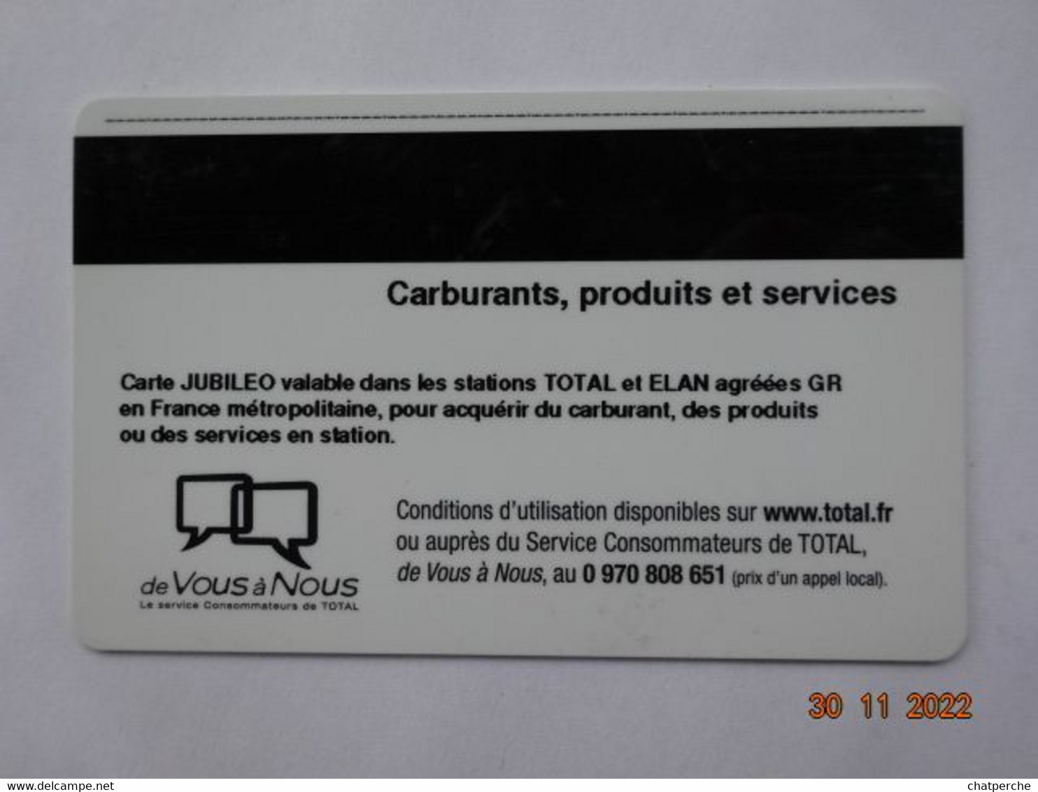 LAVAGE AUTO CARTE BANDE MAGNETIQUE CARTE TOTAL  15 €  ANIMATION COMMERCIALE JUBILEO - Car-wash