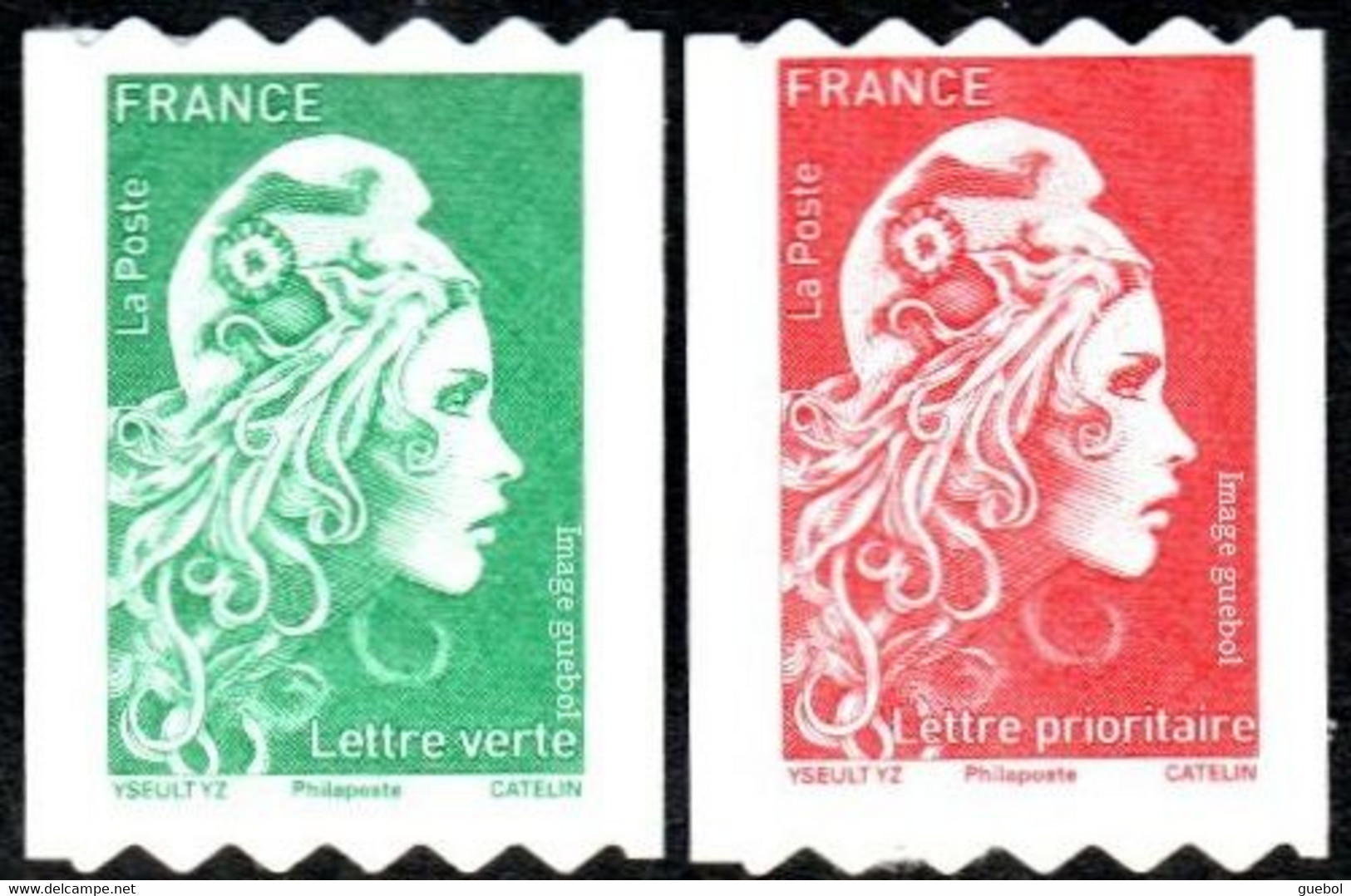 France Roulette Autoadhésif ** N° 1601A Et 1602A - France Marianne L'Engagé Philaposte PRO Verso N° à DROITE - Coil Stamps