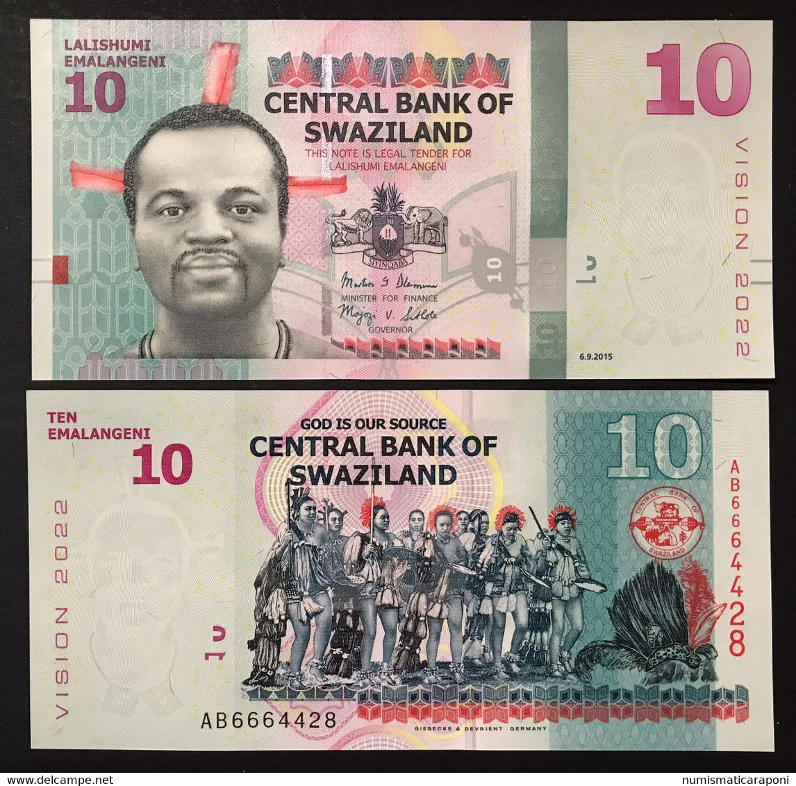 SWAZILAND 10 Emalangeni 2015  Pick#41 Fds Unc  M.021 - Swaziland