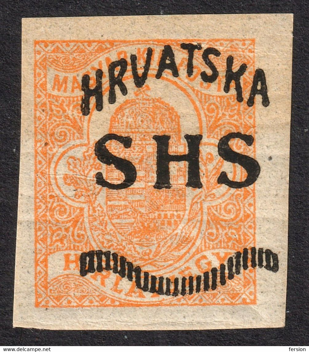 Croatia SHS Newspaper Stamp 1918 - Unperforated - MNH - Coat Of Arms HUNGARY Occupetion WW1 Turul Overprint - Zeitungsmarken