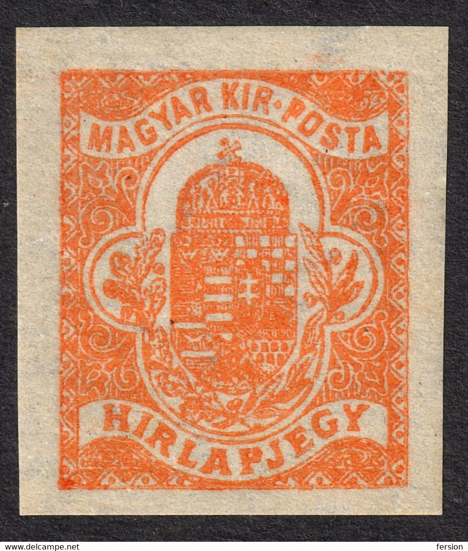 Newspaper Magazine Stamp Tax - Hírlapjegy - 1900 - Unperforated - MNH - Coat Of Arms HUNGARY - Giornali