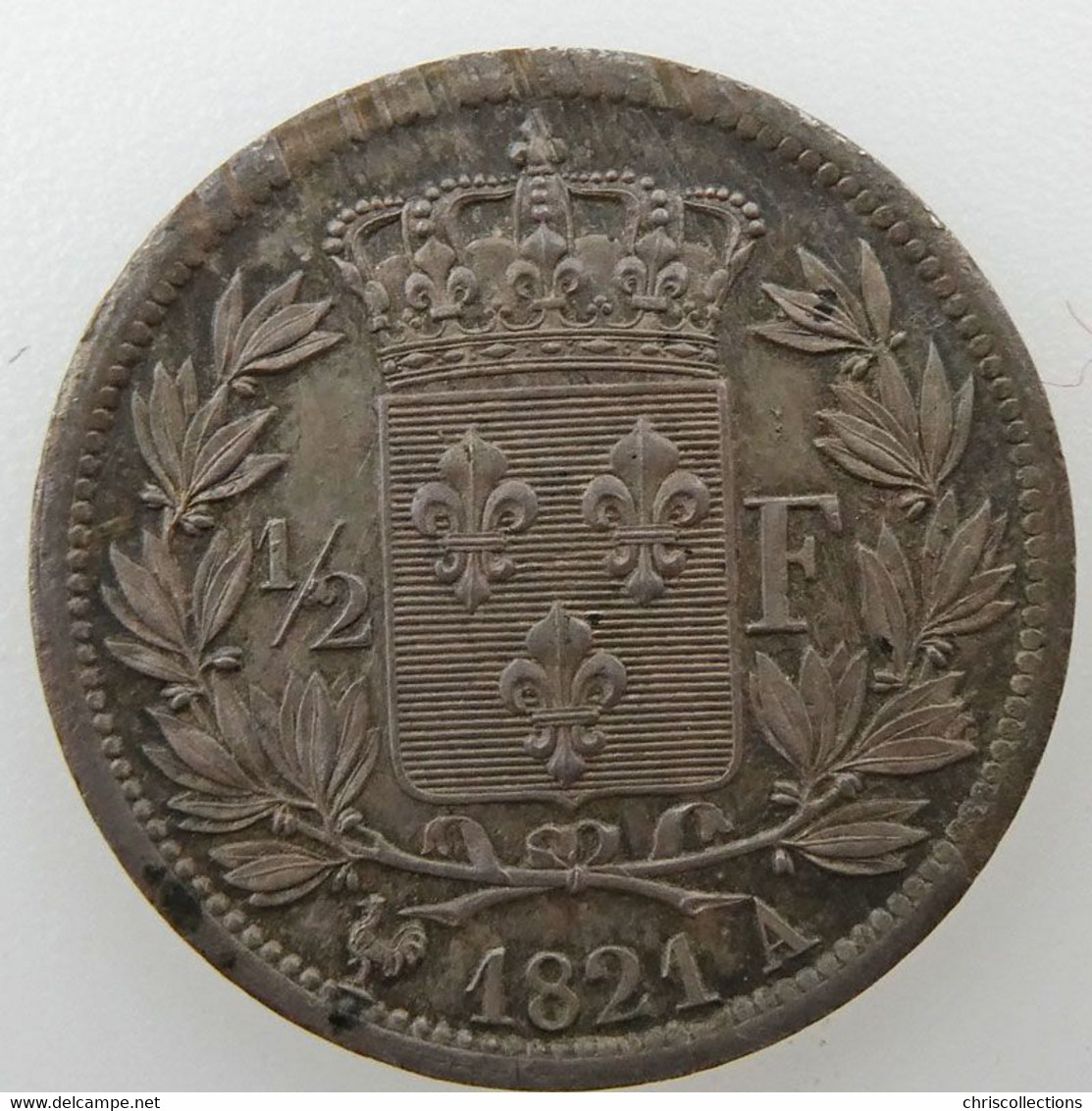 France, Louis XVIII, 1/2 Franc 1821 A, SUP, KM#708.1 - 1/2 Franc