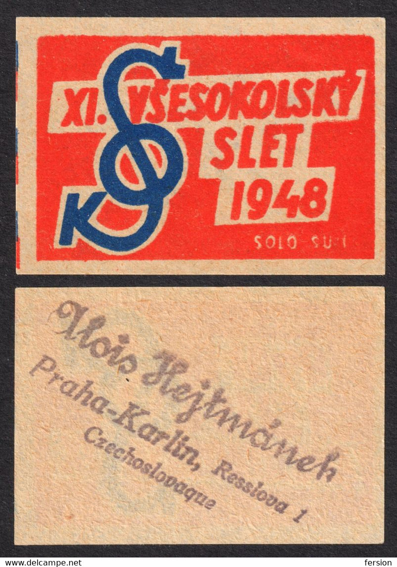 1948 Czechoslovakia - Všesokolský Slet ( Sokol Slet Scouts Scout ) Praha / Prague - LABEL CINDERELLA VIGNETTE - Oblitérés