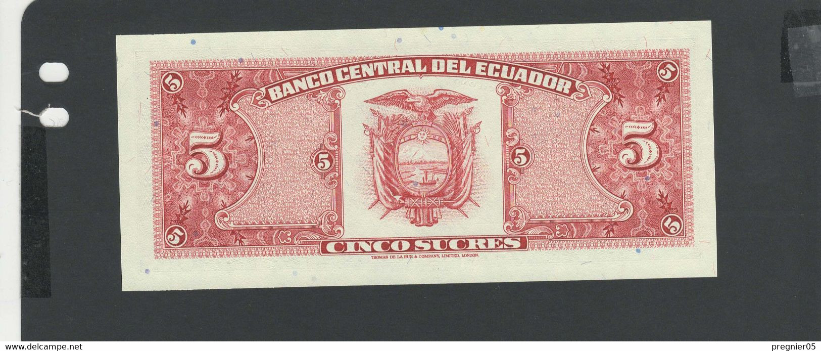 EQUATEUR - Billet 5 Sucres 1988 NEUF/UNC Gad.113d Série IA - Equateur