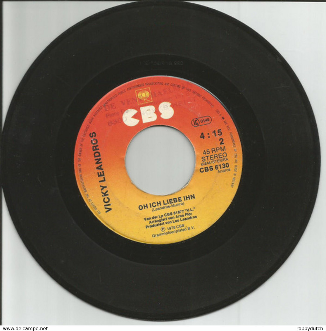 * 7" *  VICKY LEANDROS - BYE BYE MY LOVE (Holland 1978) - Andere - Duitstalig