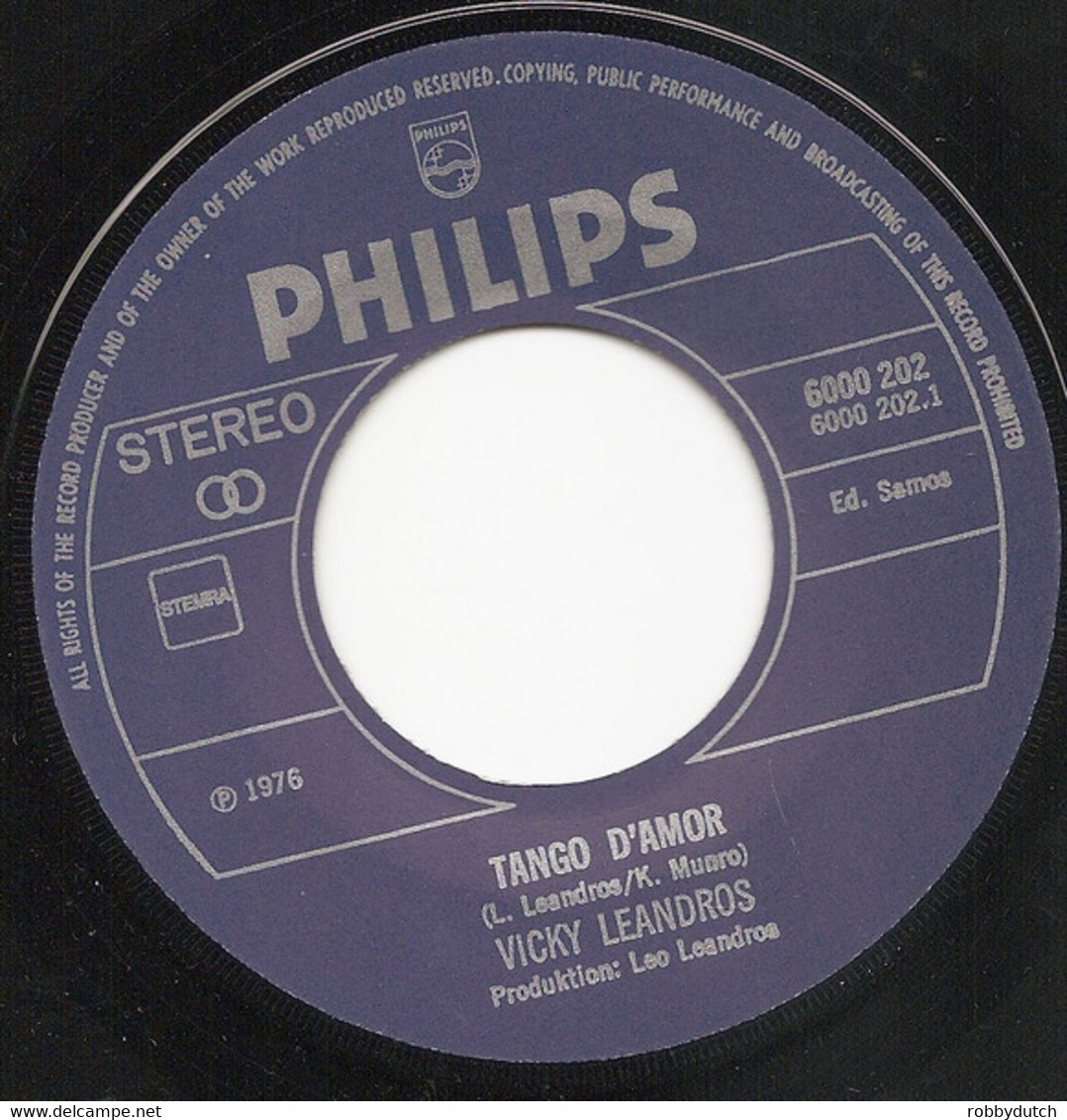 * 7" *  VICKY LEANDROS - TANGO D' AMOR (Holland 1976) - Autres - Musique Allemande