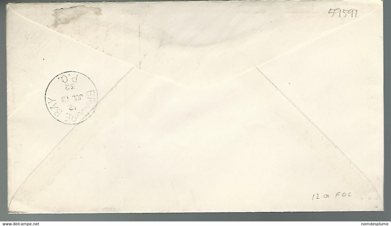 59597) Canada FDC First Flight Ottawa To Bradore Bay Postmark Cancel  Ottawa 1932 Air Mail Slogan - First Flight Covers