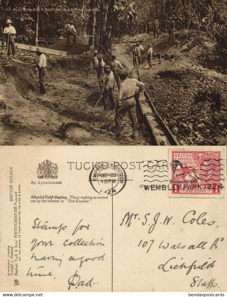 British Guiana, Guyana, Demerara, Alluvial Gold Digging (1924) Tuck Postcard - Guyana (voorheen Brits Guyana)