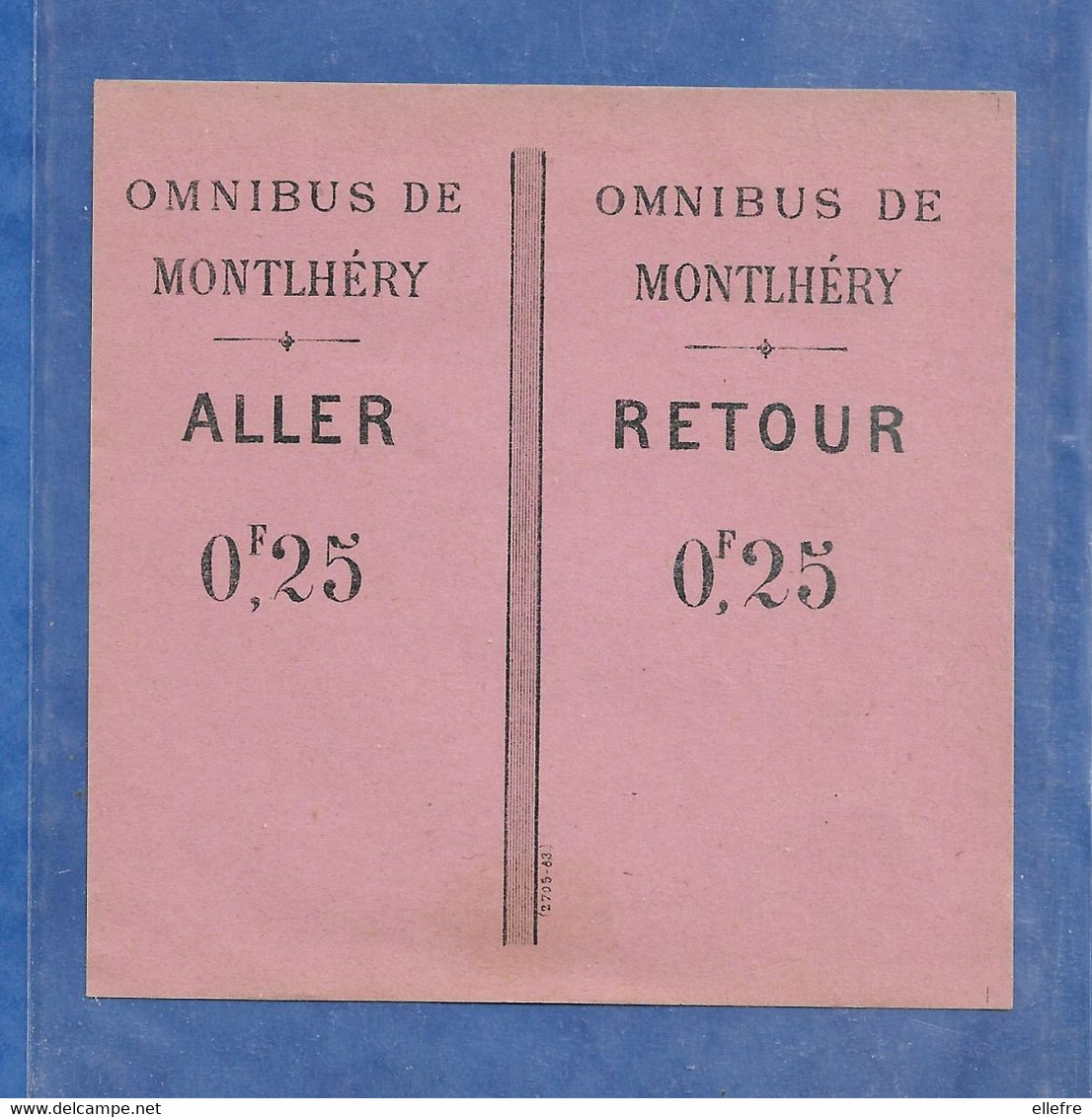 Ancien Titre De Transport Bus  Billet OMNIBUS De MONTLHERY - Aller Et Retour Solidaire Dos Vierge 0.25 F - Europe