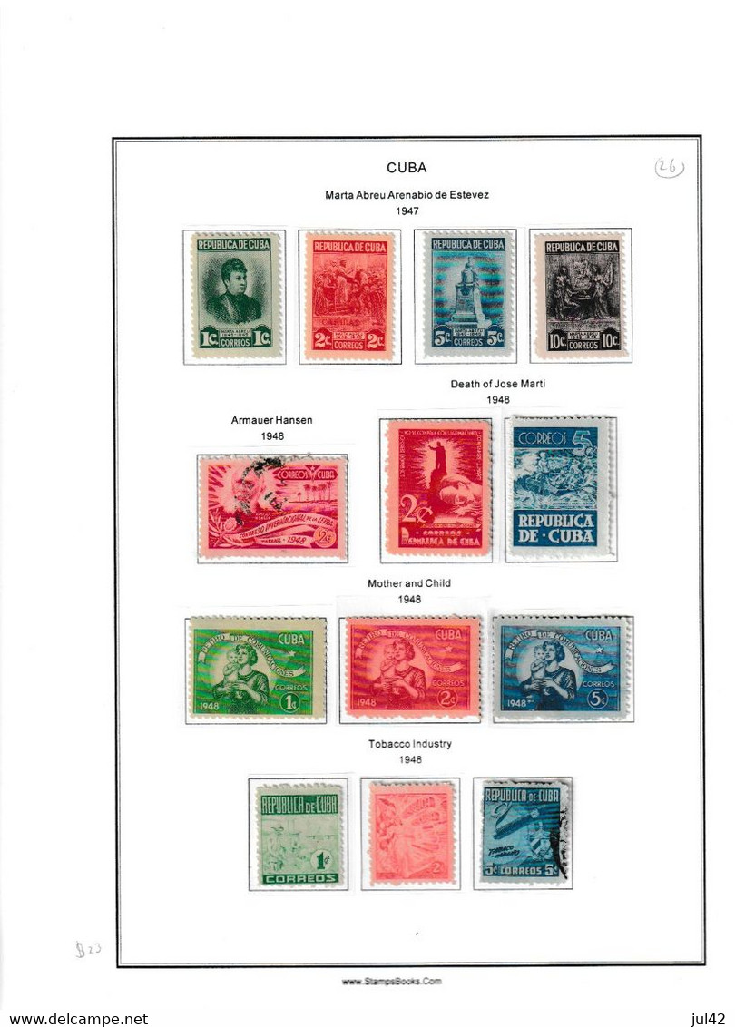 Cuba. Very nice almost complete collection 1911-1960. Scott cat.value $2750.00