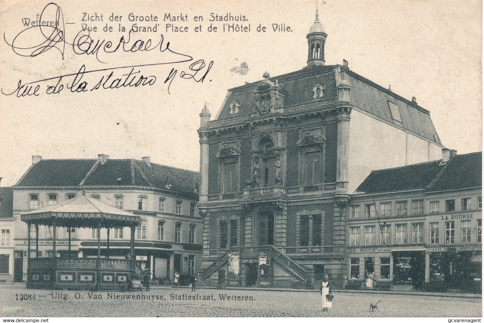 WETTEREN ZICHT DER GROOTE MARKT EN STADHUIS      2 SCANS - Wetteren