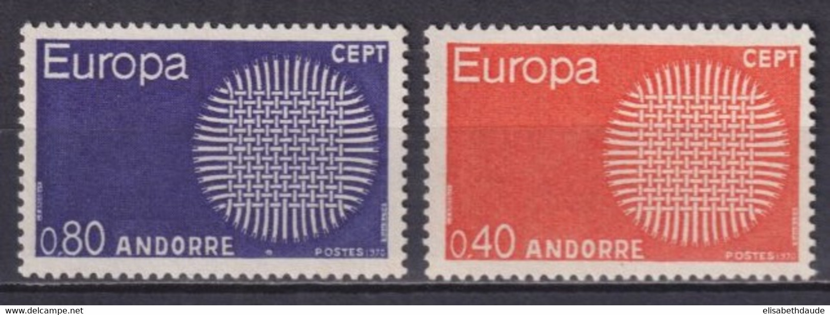 EUROPA CEPT ! - 1970 - ANDORRE YVERT N°202/203 ** MNH - COTE = 35 EUR - 1970