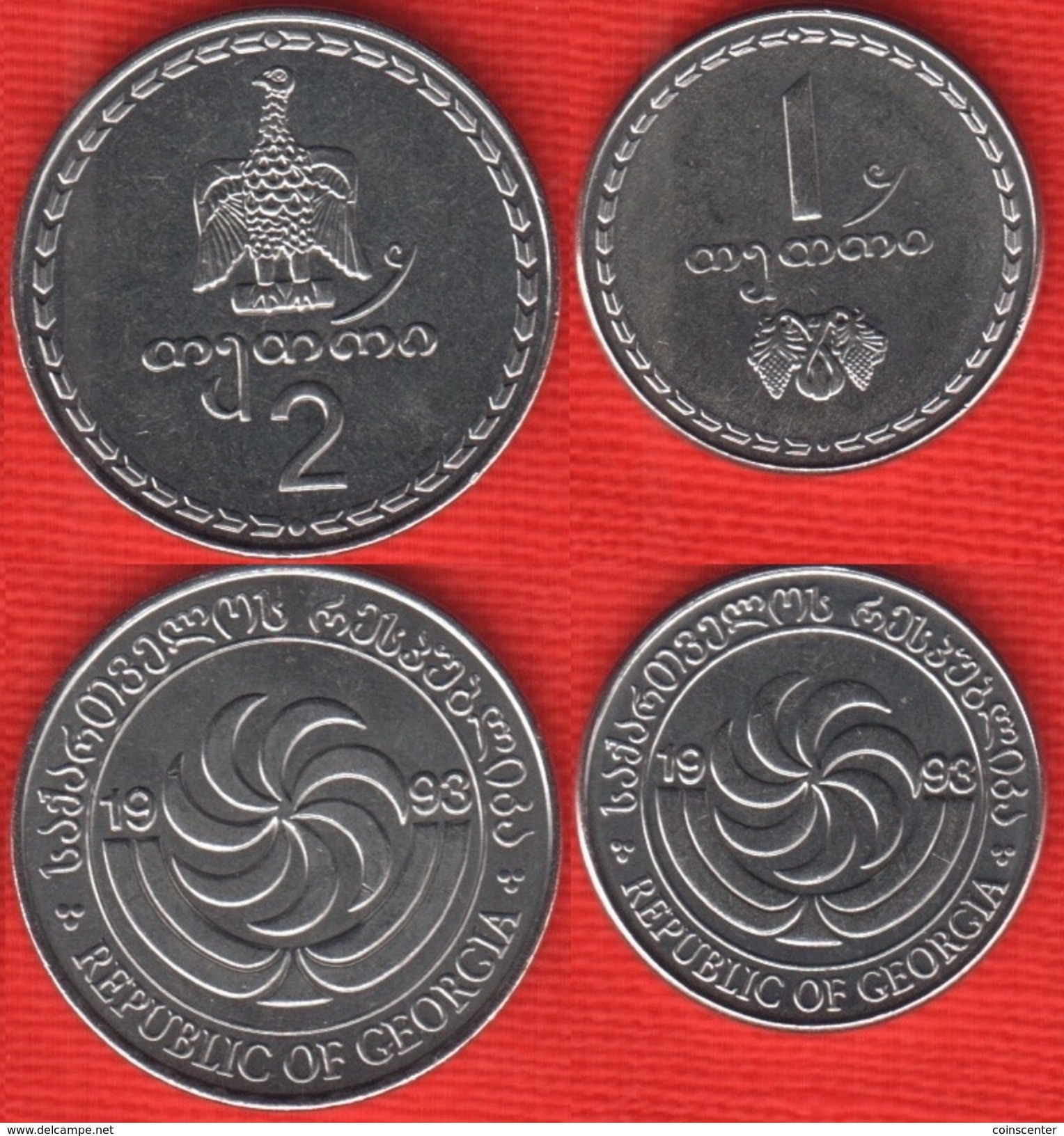 Georgia Set Of 2 Coins: 1 - 2 Tetri 1993 UNC - Georgia