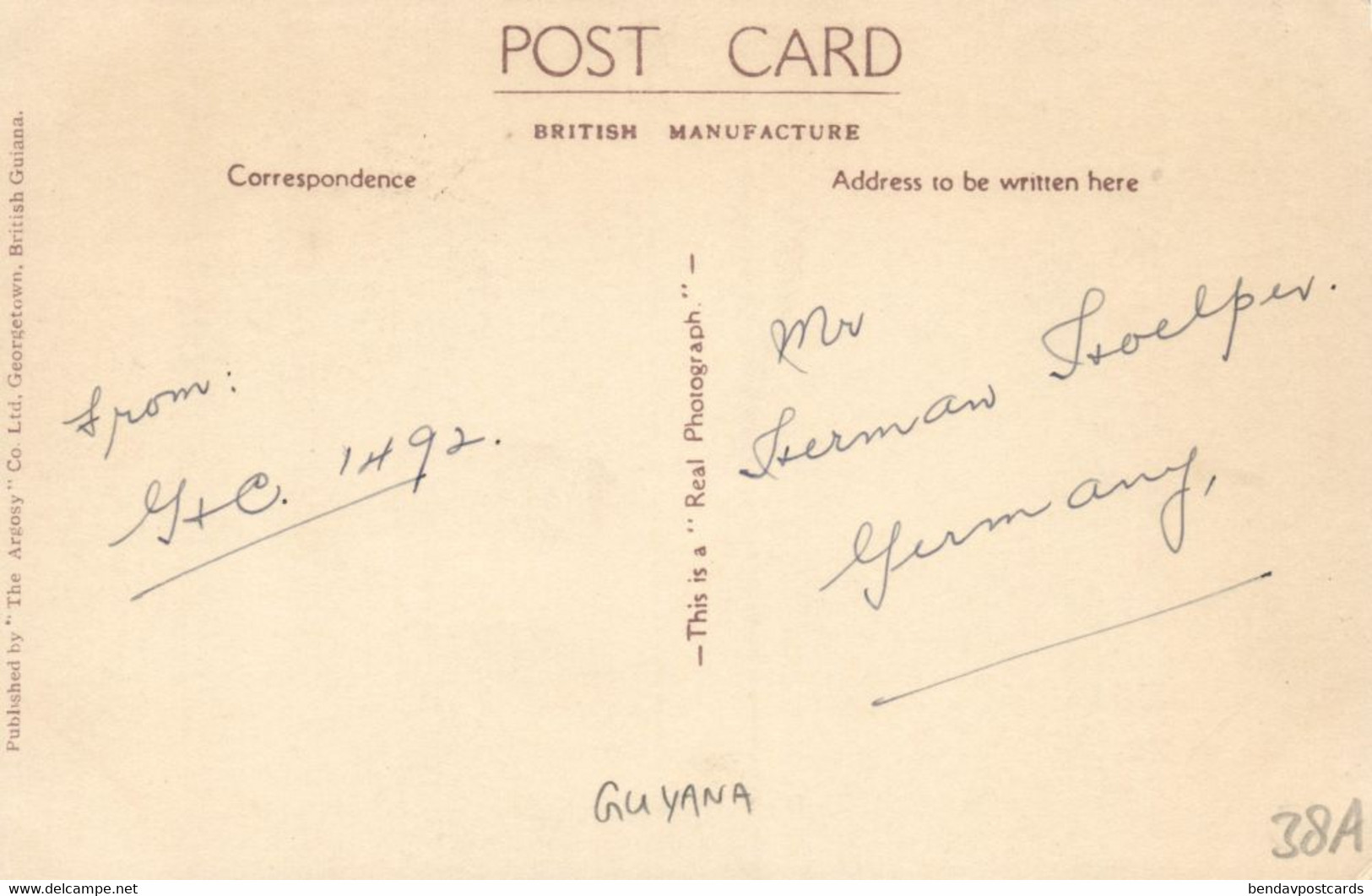 British Guiana, Guyana, Demerara, Denham Bridge, Potaro (1910s) Postcard - Guyana (ex-Guyane Britannique)