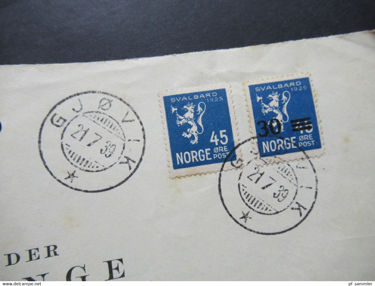 Norwegen 1925 Besitzergreifung Von Spitzbergen Svalbard Mi.Nr.119 Und Marke Mit Neuem Wertaufdruck Nr.135 Briefstück! - Covers & Documents