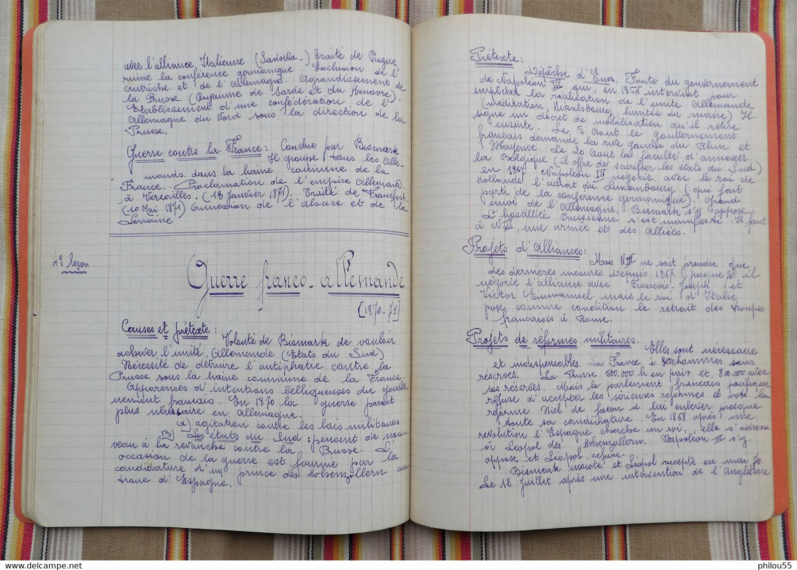 02 BOHAIN Ancien cahier d'Ecole Primaire Superieure Professionnelle Le Scientifique1925 Histoire  Ch. Renverser