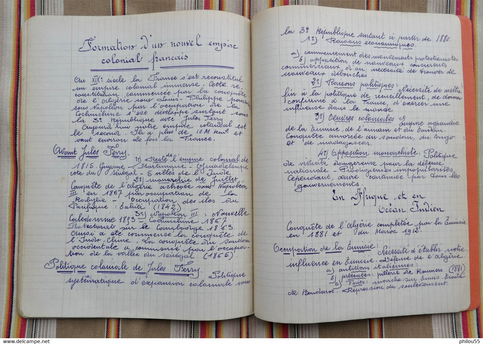 02 BOHAIN Ancien cahier d'Ecole Primaire Superieure Professionnelle Le Scientifique1925 Histoire  Ch. Renverser