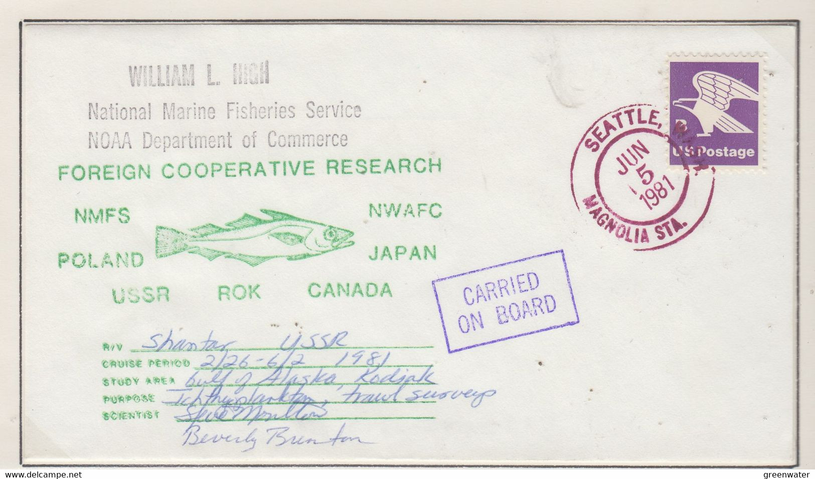 Arctic USA Foreign Cooperative Research USSR Cover Ca Seattle JUN 5 1981 (ZB186B) - Onderzoeksprogramma's