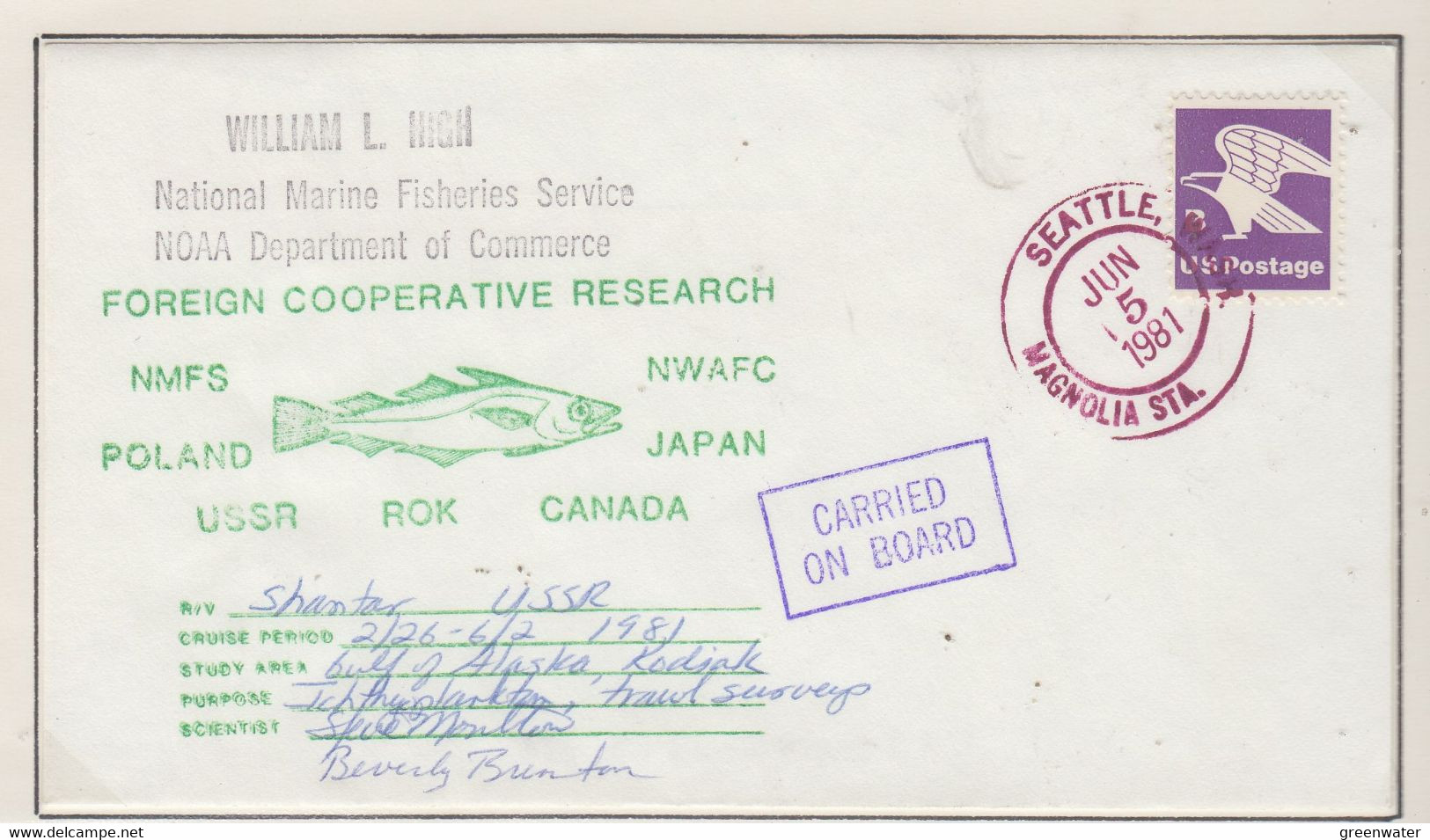 Arctic USA Foreign Cooperative Research USSR Cover Ca Seattle JUN 5 1981 (ZB186B) - Forschungsprogramme