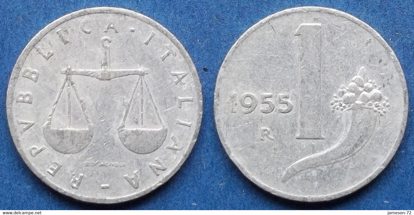 ITALY - 1 Lira 1955 R "balance Scales / Cornucopia" KM# 91 Republic Lira Coinage (1946-2002) - Edelweiss Coins - 1 Lire