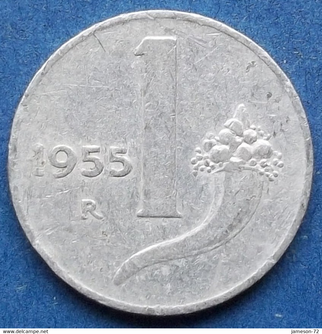 ITALY - 1 Lira 1955 R "balance Scales / Cornucopia" KM# 91 Republic Lira Coinage (1946-2002) - Edelweiss Coins - 1 Lire