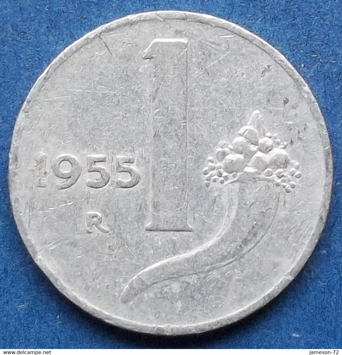 ITALY - 1 Lira 1955 R "balance Scales / Cornucopia" KM# 91 Republic Lira Coinage (1946-2002) - Edelweiss Coins - 1 Lira