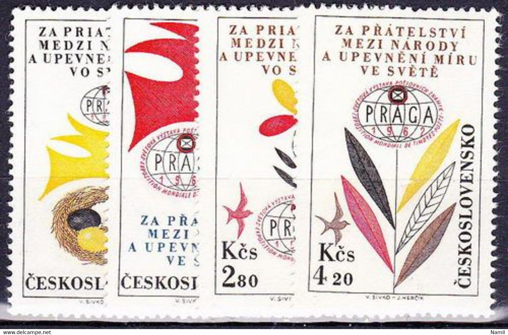 Tchécoslovaquie 1962 Mi 1341-4 (Yv PA 53-6), (MNH)** - Poste Aérienne