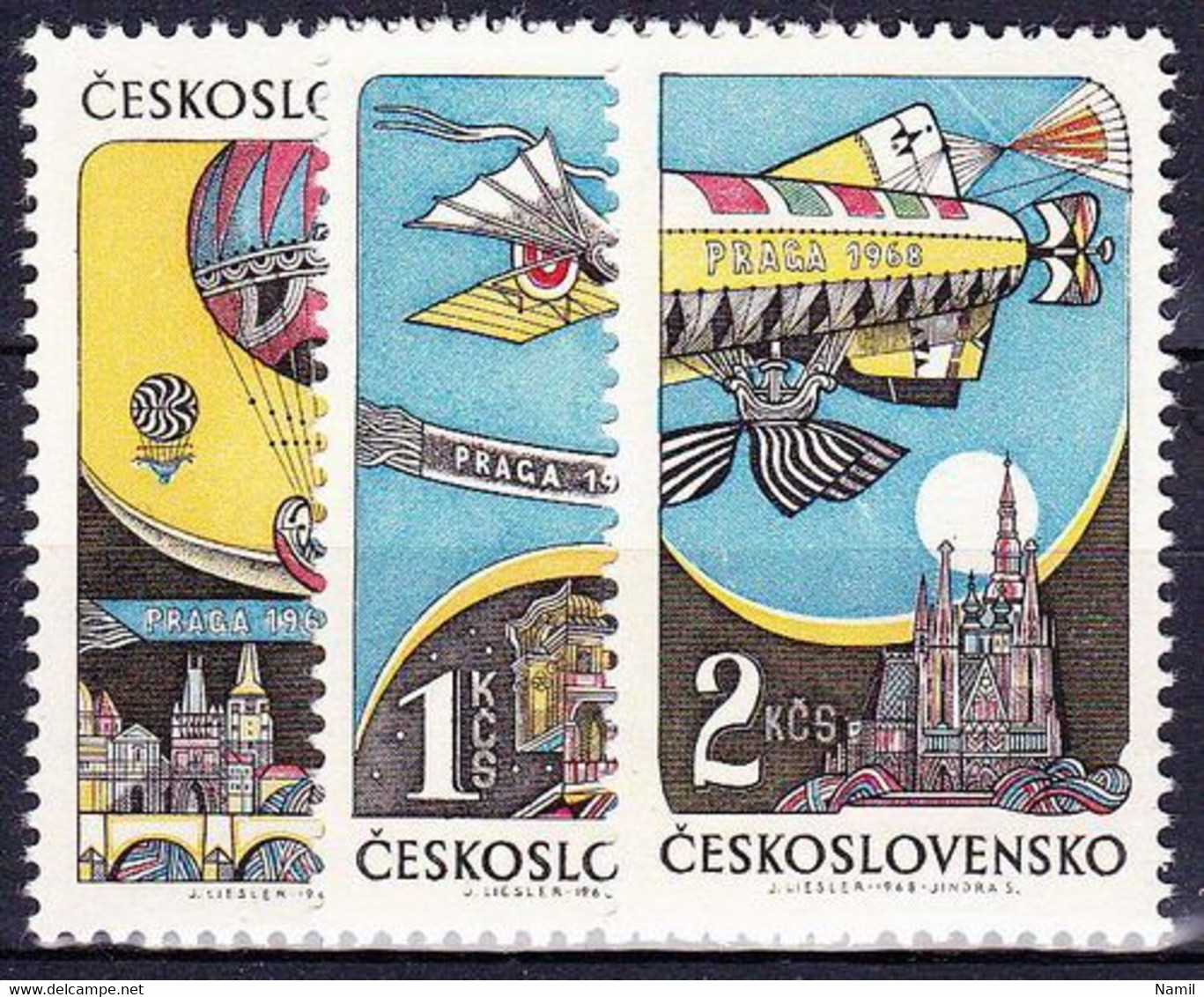 Tchécoslovaquie 1968 Mi 1767-9 (Yv PA 68-70), (MNH)** - Poste Aérienne