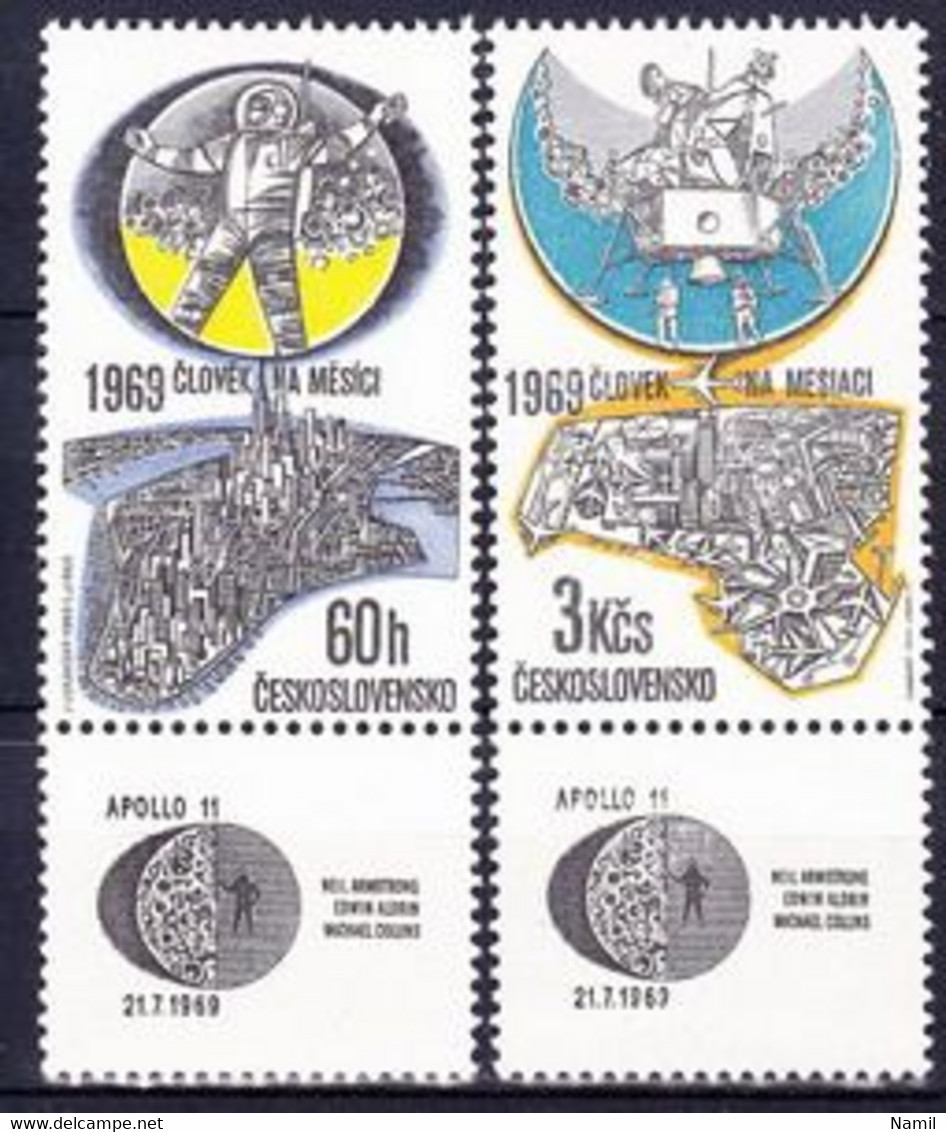 Tchécoslovaquie 1969 Mi 1888-9 (Yv 1735 + PA 71), (MNH)** - Luchtpost