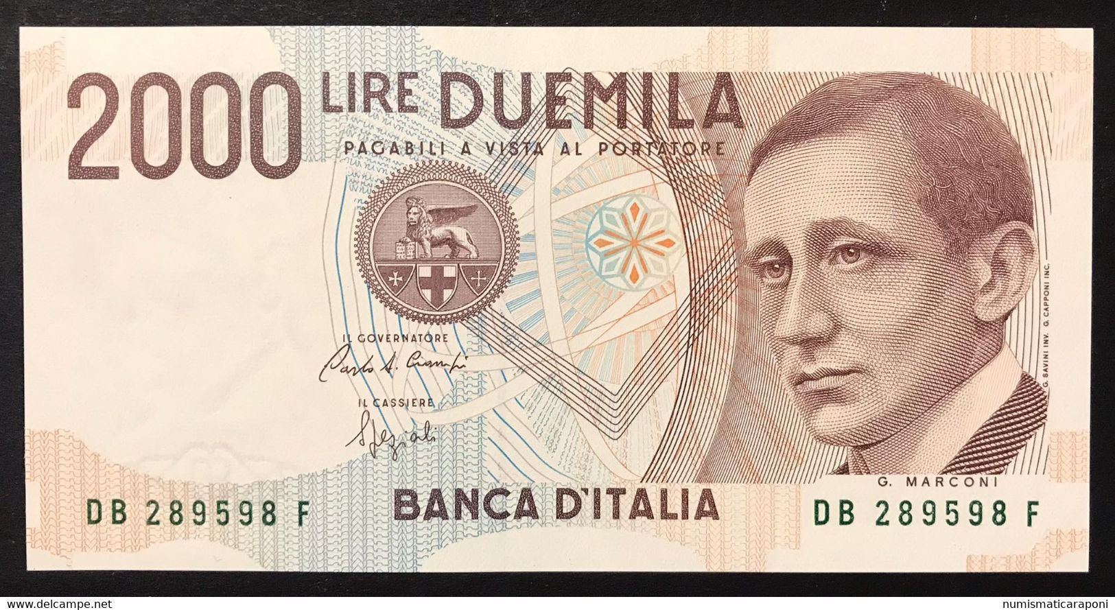 2000 LIRE Guglielmo Marconi Serie B 1992 Colori Modificati Curiosità  LOTTO 3465 - 2.000 Lire