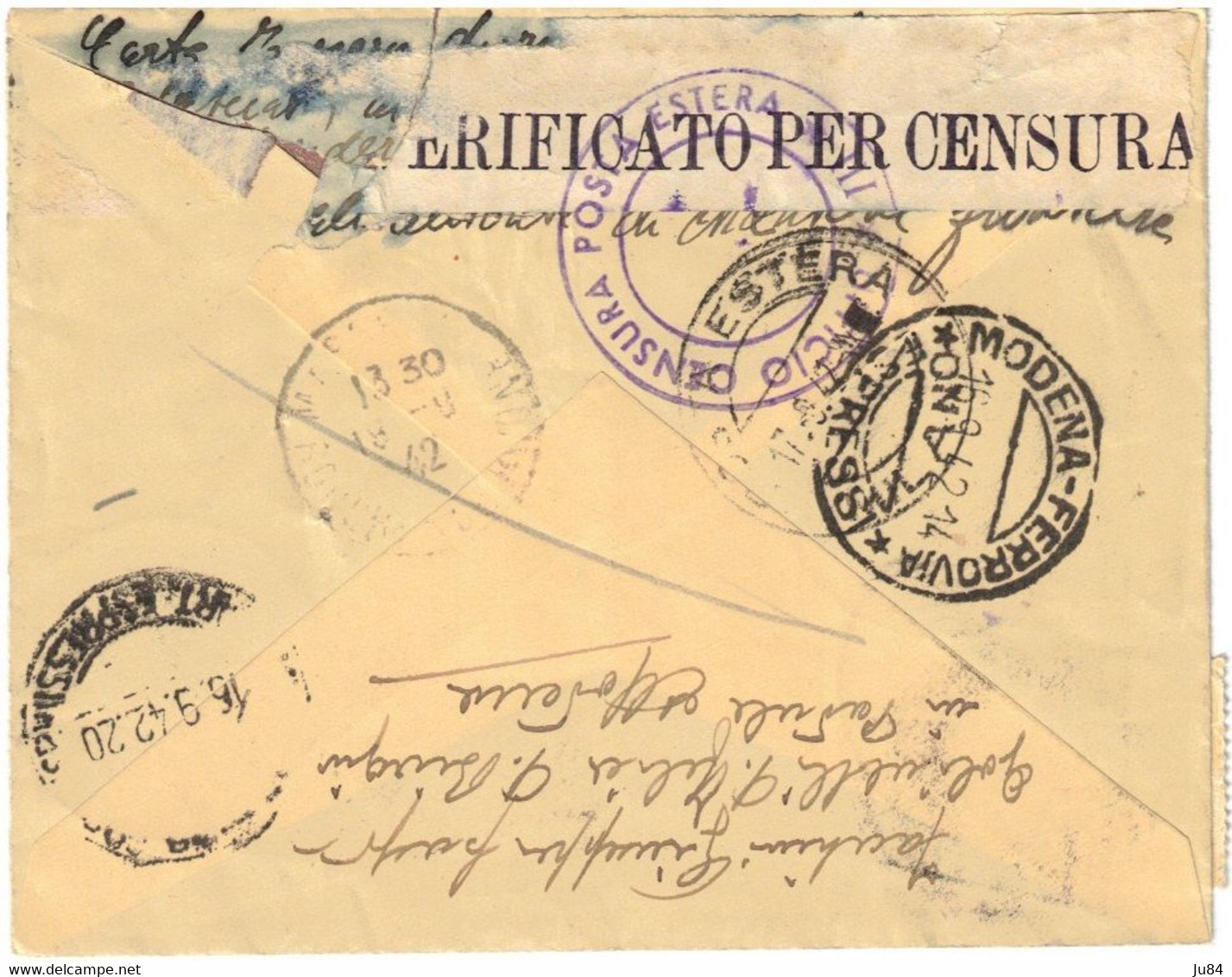 Italie - San Felice Sul Panaro - Poste Italiane Expresso - Lettre Pour Marseille (France) - Censura - Censure - 1942 - Sonstige & Ohne Zuordnung