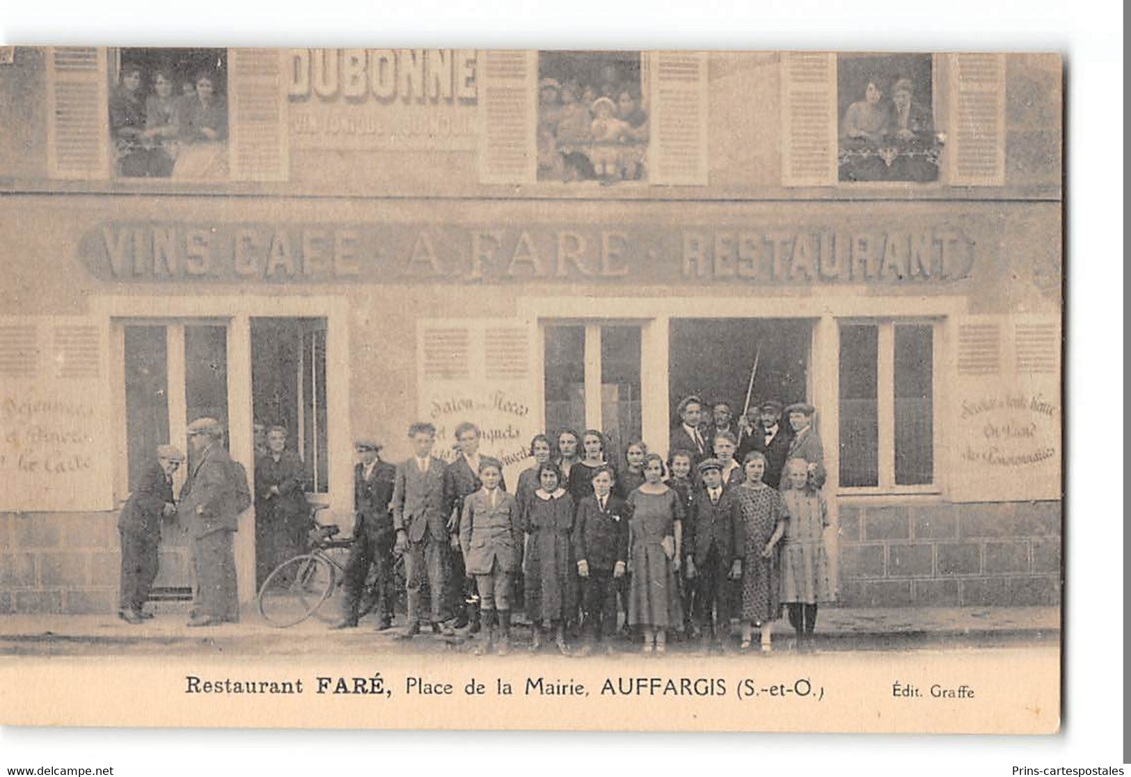 Carton Format Cpa 78 Auffargis Restaurant Faré Place De La Mairie - Auffargis