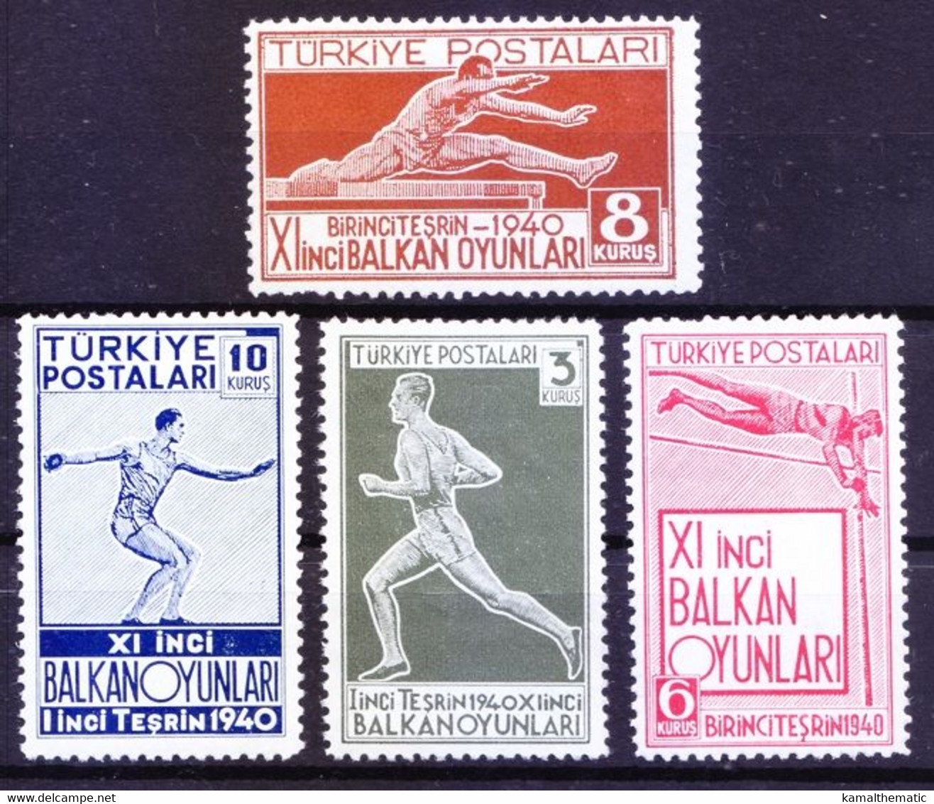 Turkey 1940 MNH 4v, 11th Balkan Olympics, Ankara, Sports - - Summer 1948: London