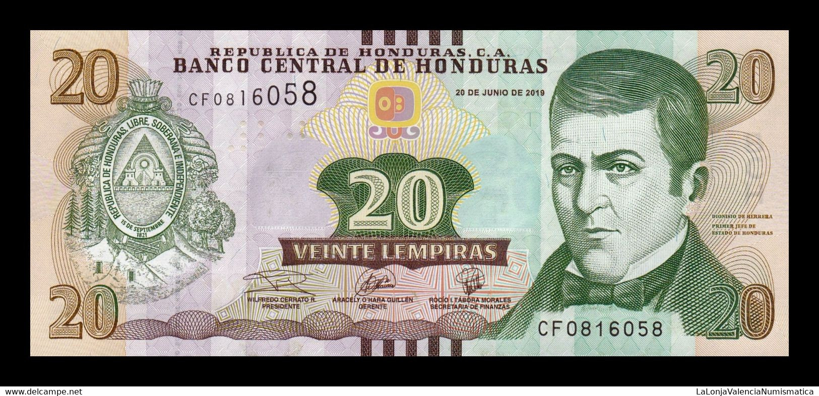 Honduras 20 Lempiras 2019 Pick 100d SC UNC - Honduras