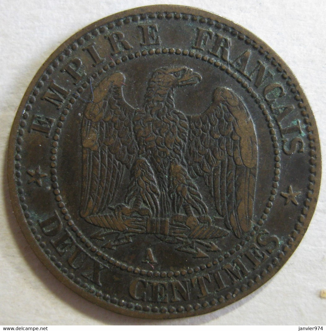 2 Centimes 1855 A Paris Ancre , Napoleon III , En Bronze , Gad# 103 - 2 Centimes