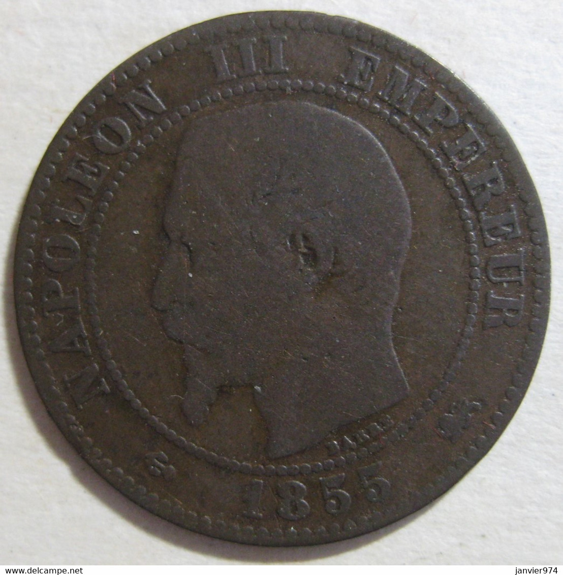 2 Centimes 1855 D Lyon Grand D Ancre , Napoleon III , En Bronze , Gad# 103 - 2 Centimes