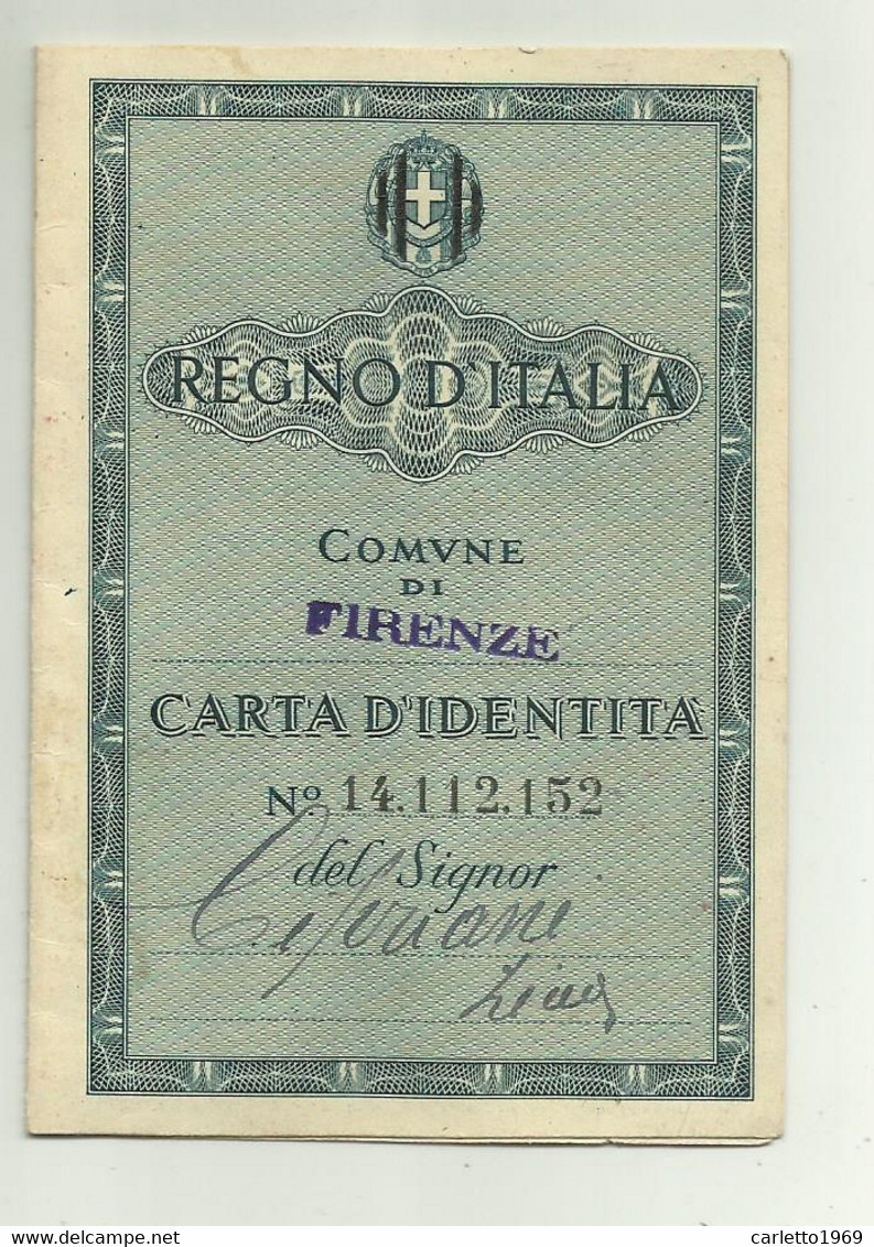 CARTA D'IDENTITA' REGNO D'ITALIA FIRENZE 1946 - OTTIME CONDIZIONI - Historical Documents