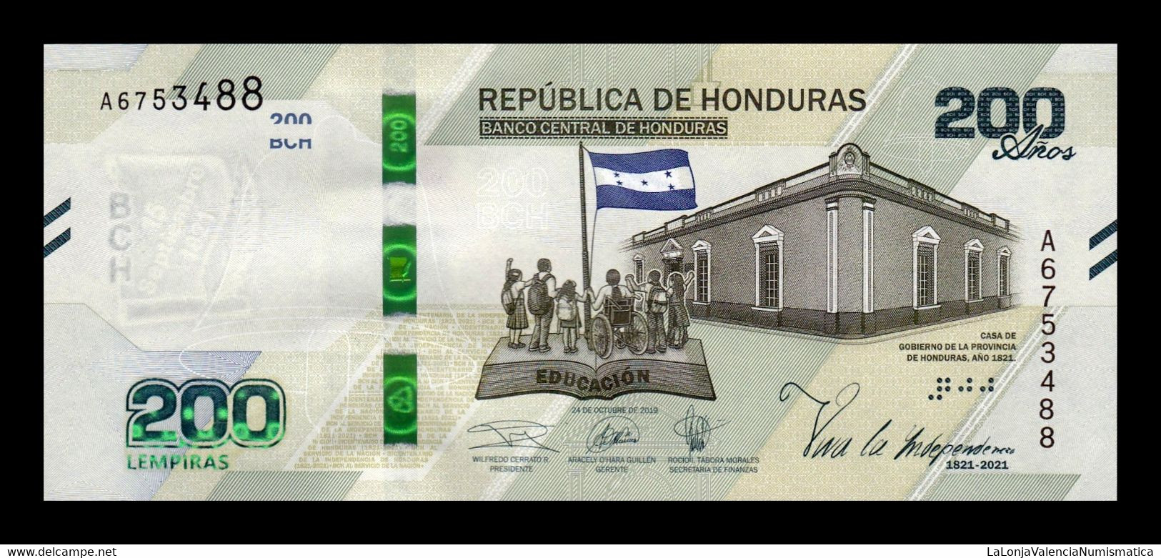 Honduras 200 Lempiras Commemorative 2021 Pick 105 SC UNC - Honduras