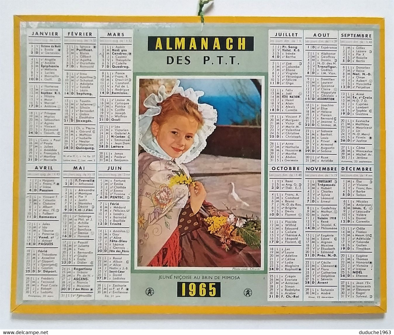 Calendrier La Poste - Almanach PTT 1965 - Paris-Seine - Grand Format : 1961-70