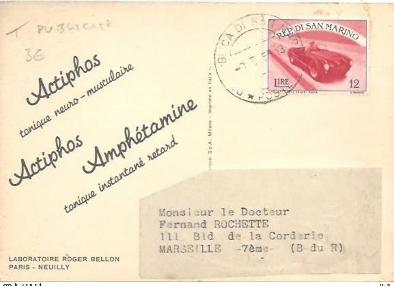 CPSM San-Marino Sur Carte Postale De Sienne - Publicité Actiphos - Lettres & Documents