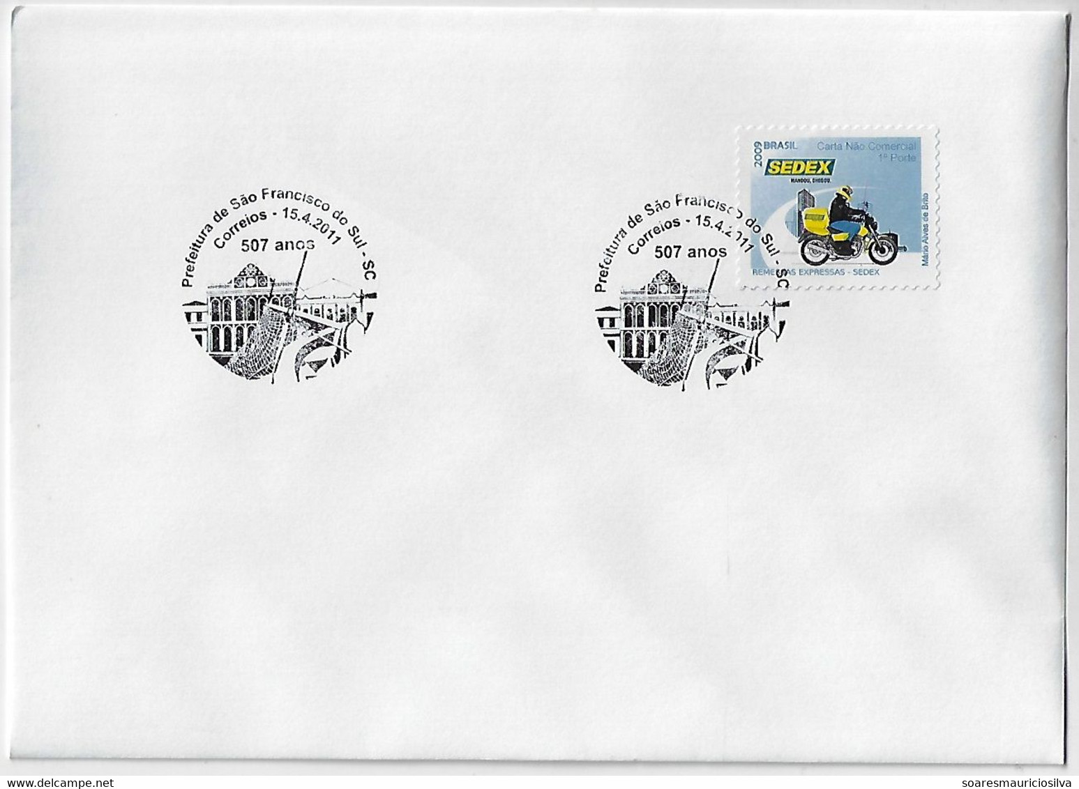 Brazil 2011 Cover With Commemorative Cancel 507th Anniversary Of The City Of São Francisco Do Sul - Briefe U. Dokumente