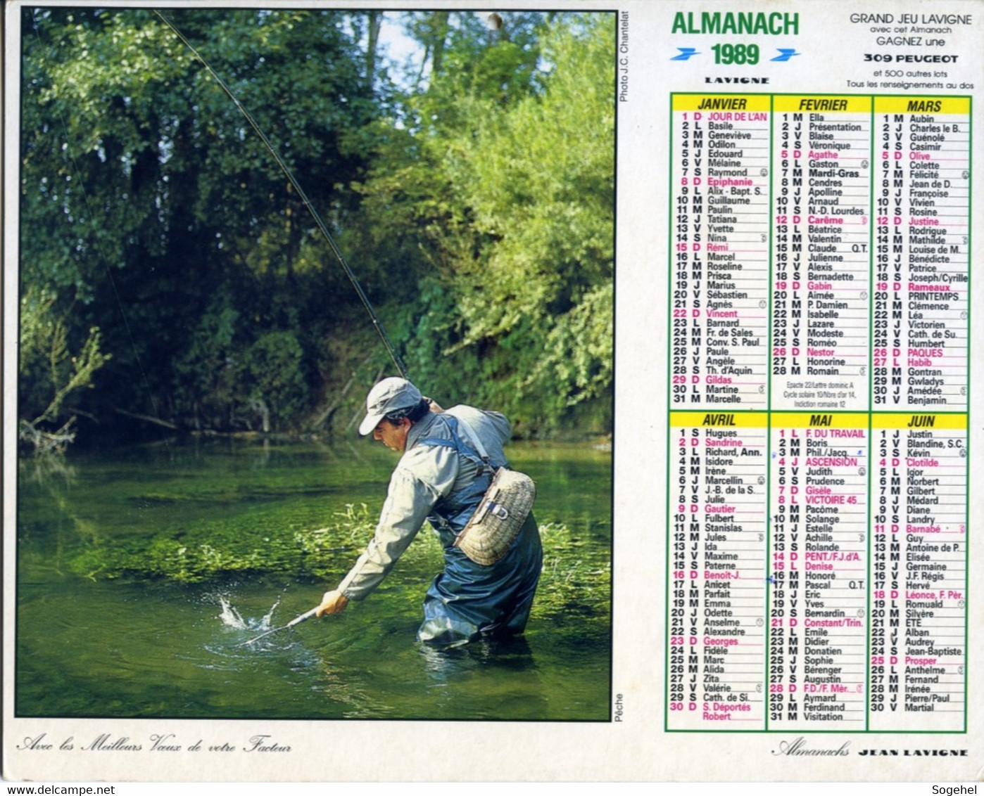 Almanach PTT - Jean Lavigne - Yvelines - Val D'Oise - 1989 - Formato Grande : 1981-90