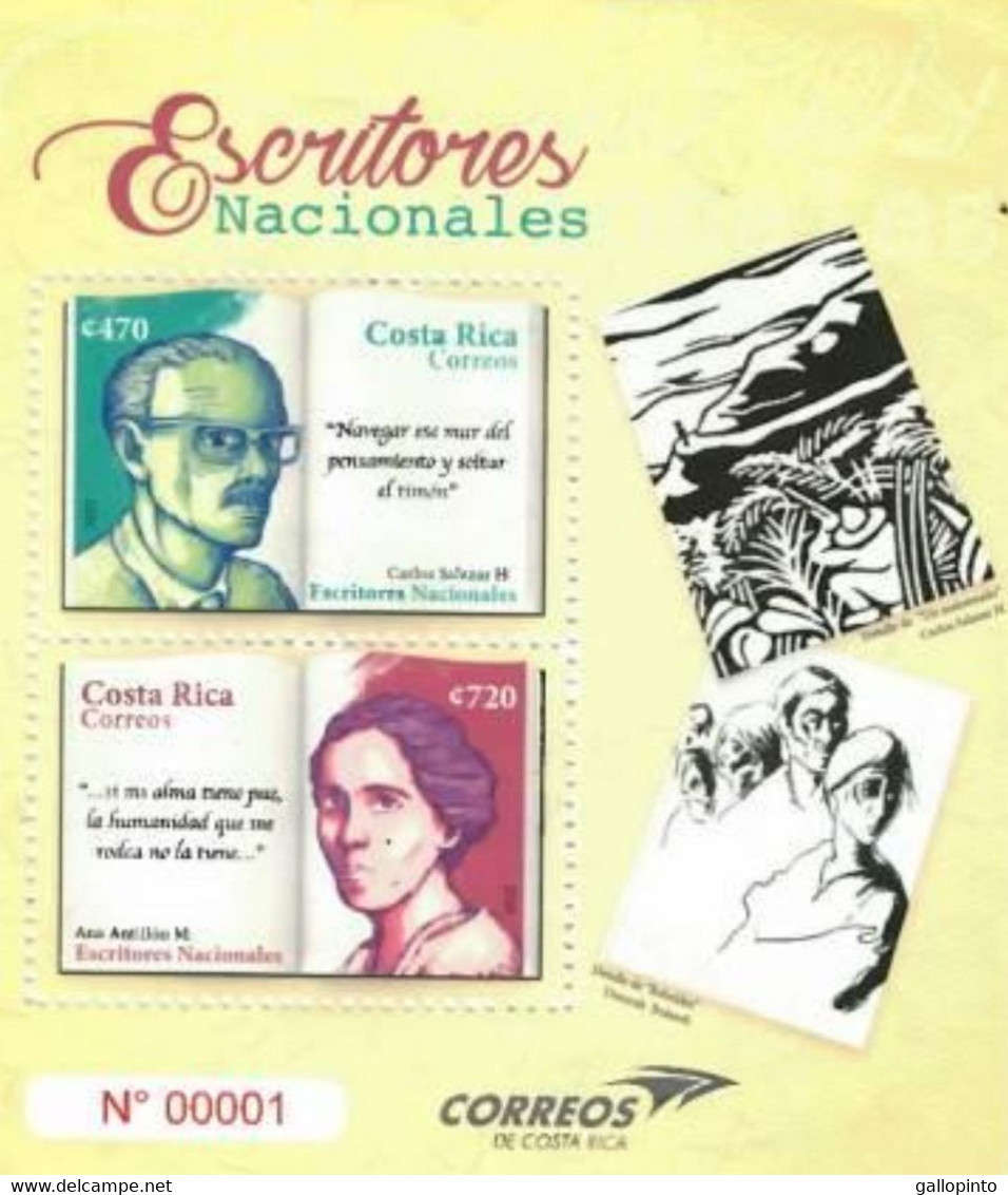 COSTA RICA NATIONAL WRITERS, CARLOS SALAZAR, ANA ANTILLÓN, MNH 2022 NEW - Ecrivains