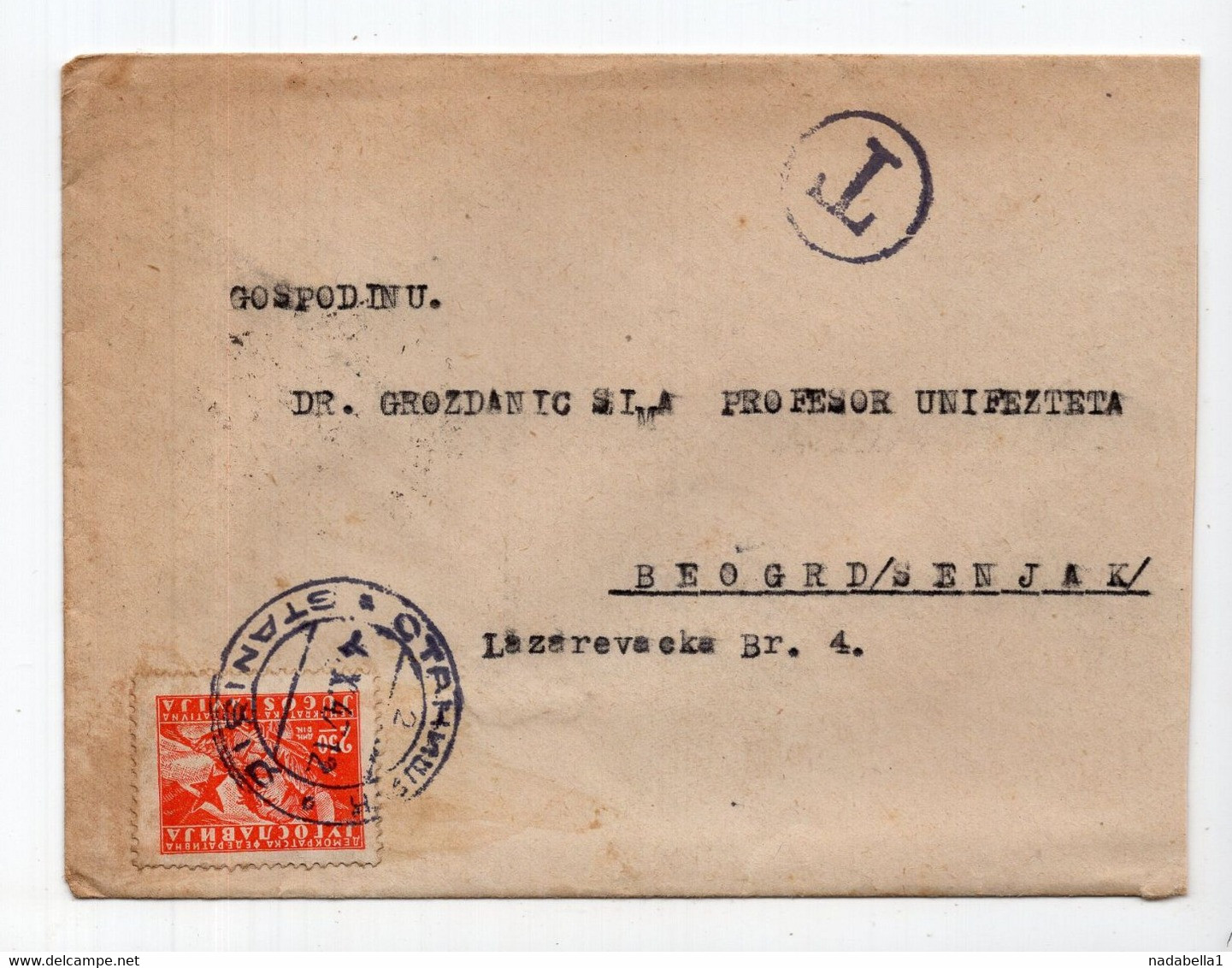 1947. YUGOSLAVIA,SERBIA,STANISIC,POSTAGE DUE,T COVER - Strafport